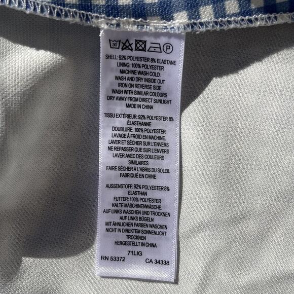 French Connection Whisper Tie-Back Gingham Mini Dress Blue White Check - Size 4 - Picture 9 of 13